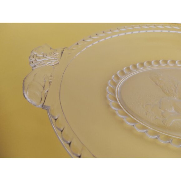 EAPG Gillinder Frosted Lion Oval Platter, handled. 13" x 9" - Picture 8 of 16